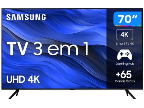 Smart TV 70” UHD 4K LED Samsung 70CU7700 - Wi-Fi Bluetooth Alexa 3 HDMI - TV 4K Ultra HD - Magazine OfertaespertaLogo LuLogo Magalu
