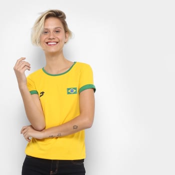 Camisa Lotto Brasil Feminina - Amarelo e Verde