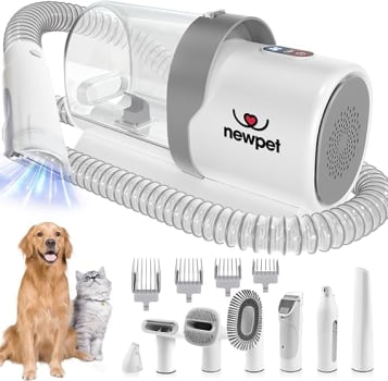 Kit de limpeza para cães, 7 em 1 Aspirador de Pelos Pet Animais de estimação com 4 pentes de cabelo, aspirador de cabelo para cães de 2,5 litros, escova a vácuo para cães 127V