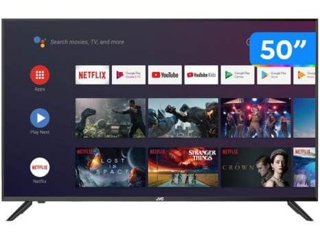 Smart TV 4K DLED 50” JVC LT-50MB508 Android - Wi-Fi Bluetooth HDR 4 HDMI 3 USB - Magazine Ofertaesperta