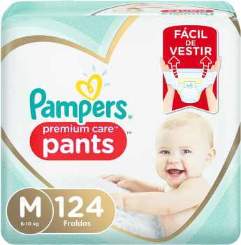 Fralda Pampers Pants Premium Care M 124 unidades