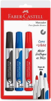 Marcador para Quadro Branco, Faber-Castell, 17866, 3 Cores