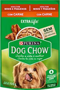 10 unidades Ração Úmida Purina Dog Chow para Cães Adultos Raças Pequenas Carne ao Molho 100g