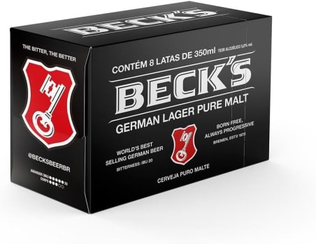 Pack Cerveja Becks Lata Sleek 350ml - com 08 unidades