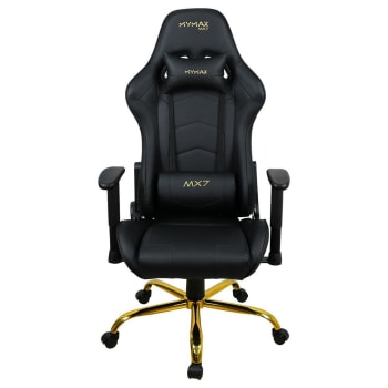 Cadeira Gamer Mymax MX7, Até 150KG, Giratória, Preto Gold Edition