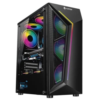 Gabinete Gamer Hayom GB1713, Mid Tower, LED RGB, ATX, Lateral em Vidro Temperado, 4x Cooler Fan RGB, Preto - GB.17.10.13