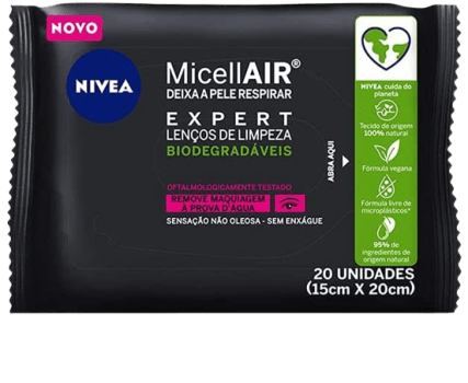 Lenços de Limpeza Demaquilantes Micelar Nivea Micellair Expert 20 Unidades