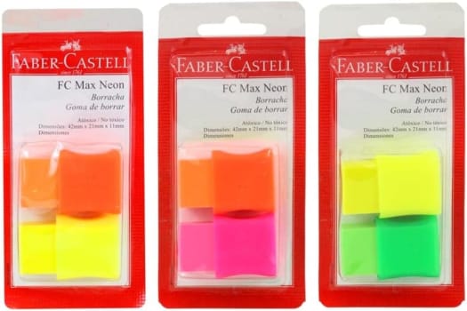 Borracha com Cinta Plástica Cores Sortidas Neon Faber-Castell SM/107024F FC Max Fluorescente