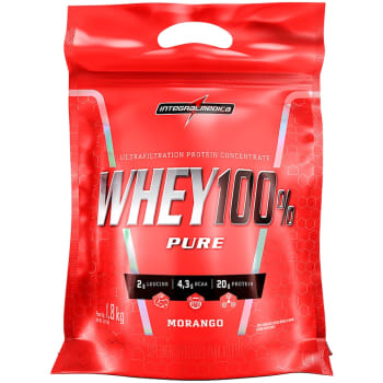 Whey 100% Pure Integralmédica - Morango - 1,8Kg
