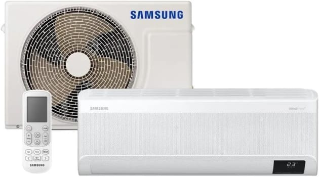 Ar-condicionado Split Inverter Samsung WindFree Connect Sem Vento 12.000 BTUs Frio AR12CVFAMWKNAZ 220V Kit