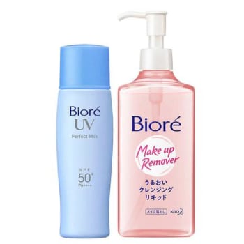 Bioré Kit  Protetor Solar Facial Perfect Milk FPS50 40ml + Demaquilante Facial Sérum de Limpeza Make Up Remover 230ml - Magazine Ofertaesperta