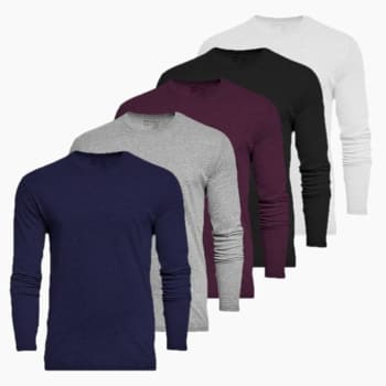 Kit 5 Camisetas Manga Longa Masculinas Slim Algodão 30.1 Zaroc