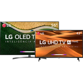 Smart TV OLED 55" LG OLED55B9 4 HDMI 3 USB Wi-Fi + Smart TV LED 43'' LG 43UM7300 4K 3 HDMI 2 USB Wi-Fi