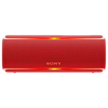 Caixa de Som Portátil Sony SRS-XB21 com Bluetooth, Extra Bass, Iluminação, Efeitos Sonoros, Design Ultraleve a Prova d'água e Poeira - Vermelha
