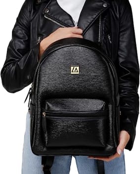 Mochila Feminina Media Forrada Lisa Zíper Casual Moderna (Preta)