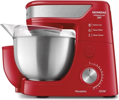 Batedeira Planetária, Mondial, Vermelho/Inox, 700W, 110V - BP-02P-R-TI