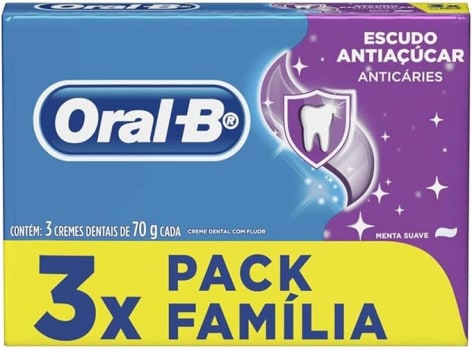 Creme Dental Oral-B Escudo Anti Açúcar Tradicional Leve 3 Pague 2 70g, Oral B