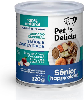 Pet Delícia Sênior +7 Anos com Colágeno Natural 320g Pet Delícia Raça Idosos, Sabor Frango 320g