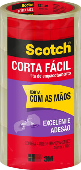 Fita Scotch Corta Fácil 45 Mm X 40 M - 4 Rolos