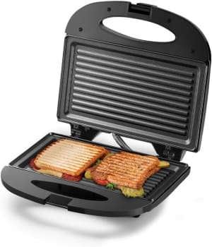 Sanduicheira Minigrill Gourmet 127V com 750W Chapa Dupla e com Revestimento Antiaderente Preta Multilaser - CE043