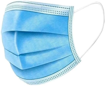 Máscara Descartável Tripla Com Elástico e Clip Nasal Azul - 100 Unidades