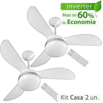 Kit Ventilador de Teto Ventisol Fênix Branco Silver Inverter Controle Remoto - Bivolt - 02 Unidades - Ventilador de Teto - Magazine OfertaespertaLogo LuLogo Magalu