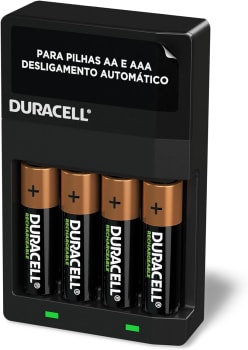 DURACELL - Carregador de Pilhas Recarregáveis AA e AAA Com 4 Pilhas AA