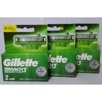 Kit carga Gillette Mach 3 sensitive, com 3 caixas contendo 2 cartuchos cada.