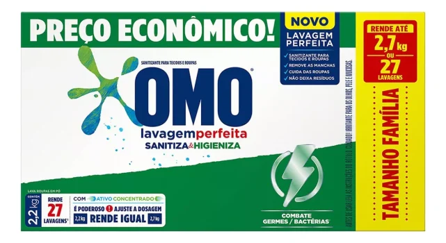 Sabão em Pó Omo Lavagem Perfeita Sanitiza & Higieniza - 2,2kg