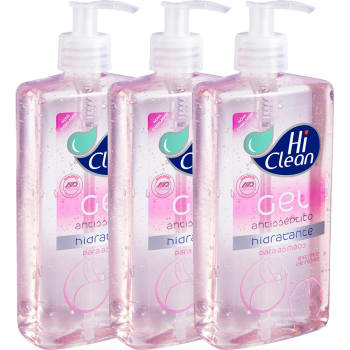 3 Unidades de Gel Antiseptico Hi Clean Extrato De Rosas 500ml